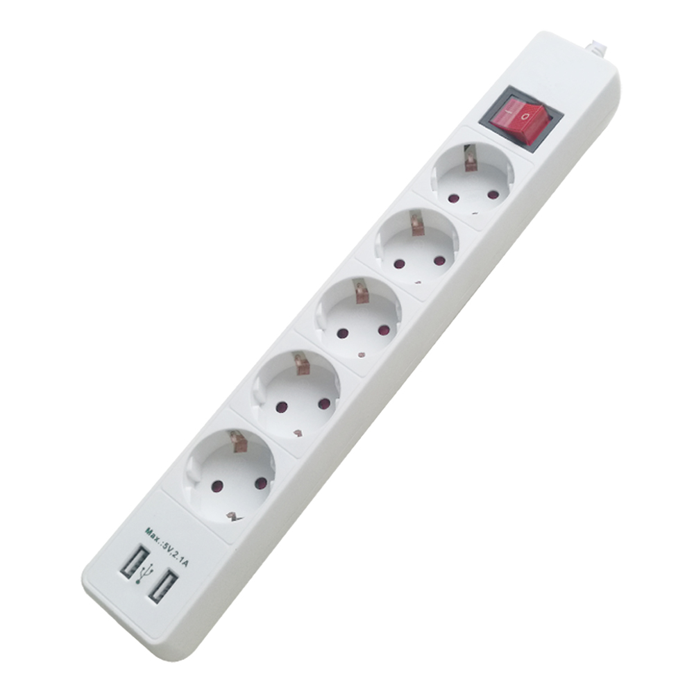 5 ways Euorpean type Power Strip with USB charger XH-EU05BK