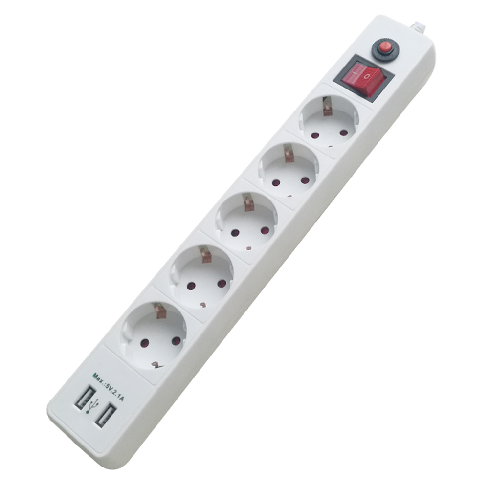 5 ways Euorpean type Power Strip with USB charger XH-EU05AK