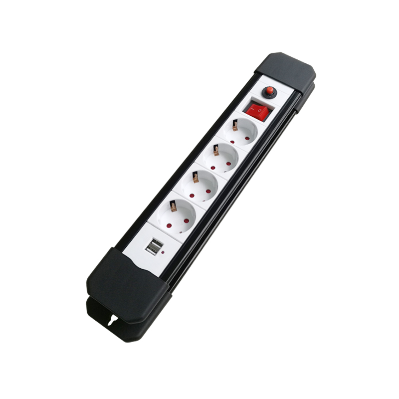 4 ways European type surge protector with USB charger XH-EUA04K