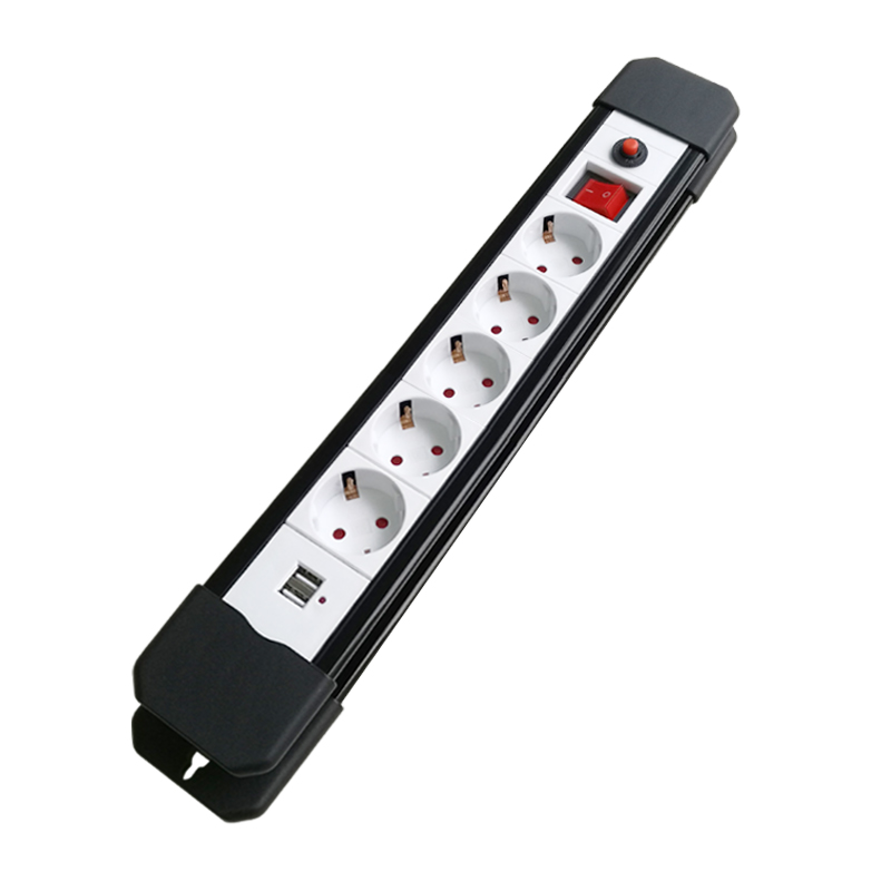 5 ways European type surge protector with USB charger XH-EUA05K