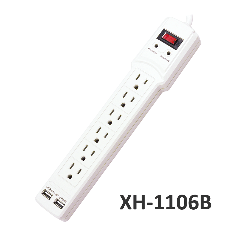 6 outlets Power Strip with USB charger XH-1106B