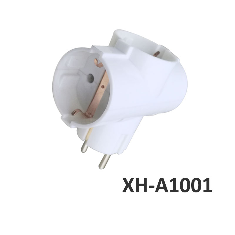 3 outlets European type with grounding Adapter ABS XH-A1001