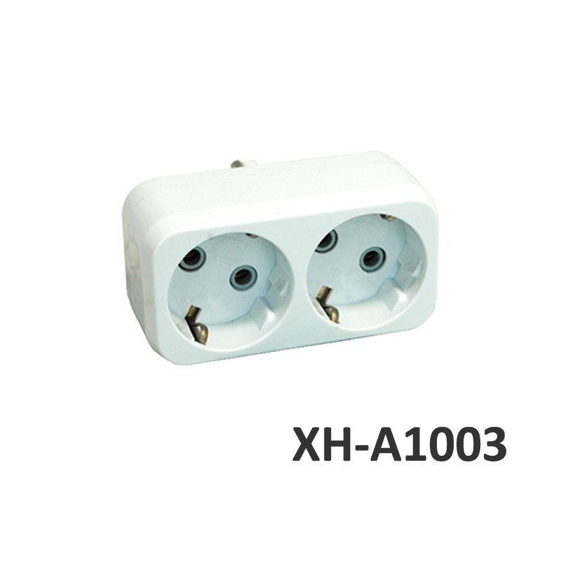 2 outlets European type with grounding Adapter PP XH-A1003