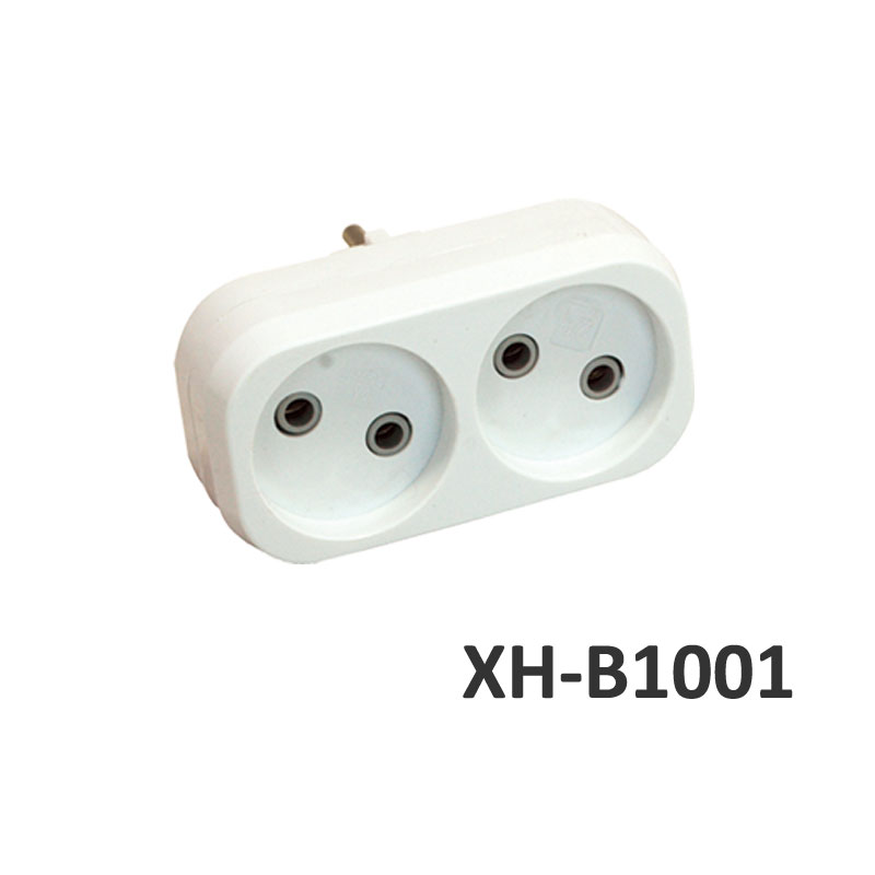 2 outlets European type without grounding Adapter PP XH-B1001