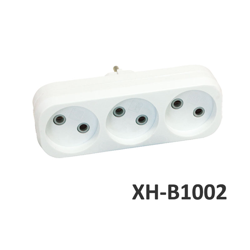 3outlets European type without grounding Adapter PP XH-B1002