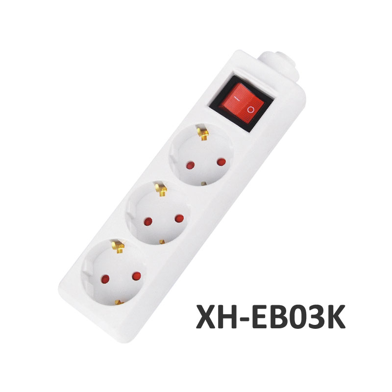 3 ways European type Extension Socket with switch XH-EB03K