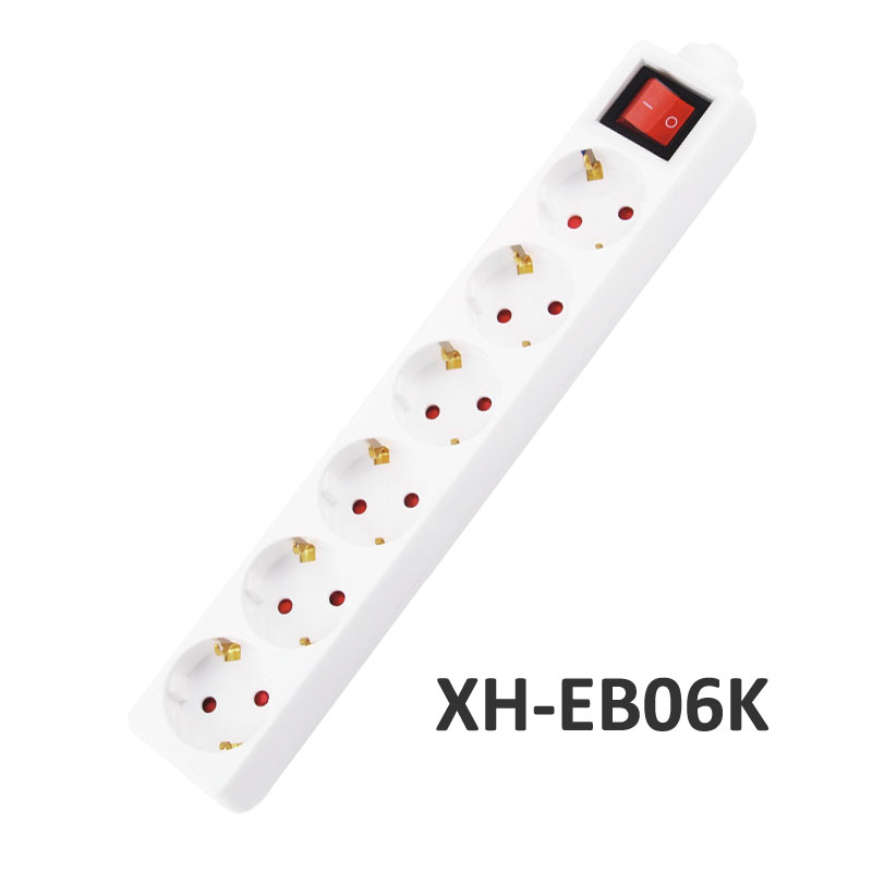 6 ways European type Extension Socket with switch XH-EB06K