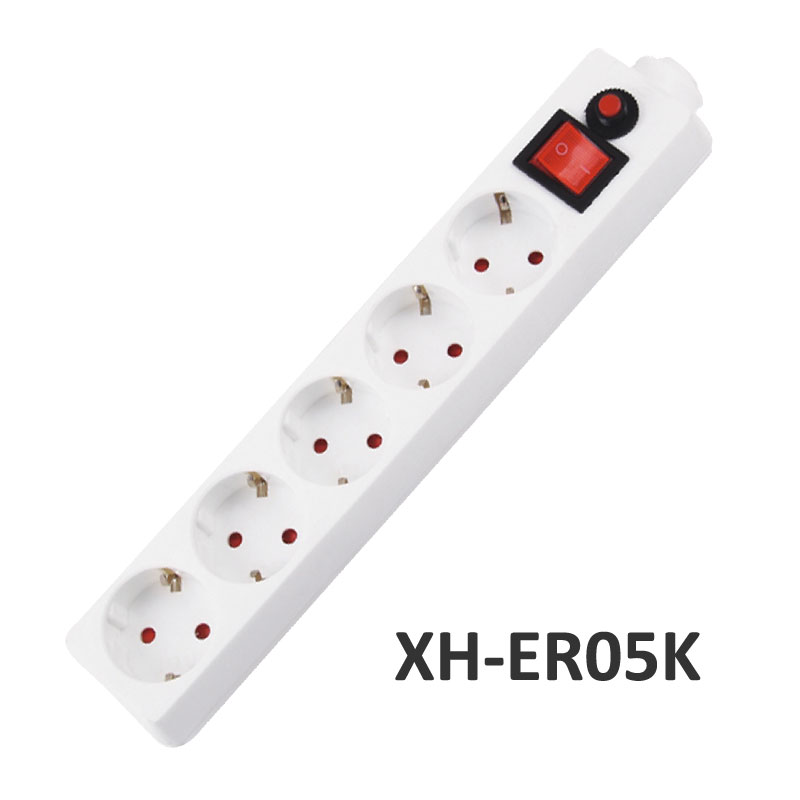 5 ways European type Extension Socket with overload protection XH-ER05K