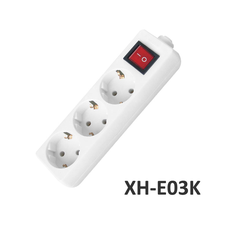 3 ways European type Extension Socket with switch 10A XH-E03K