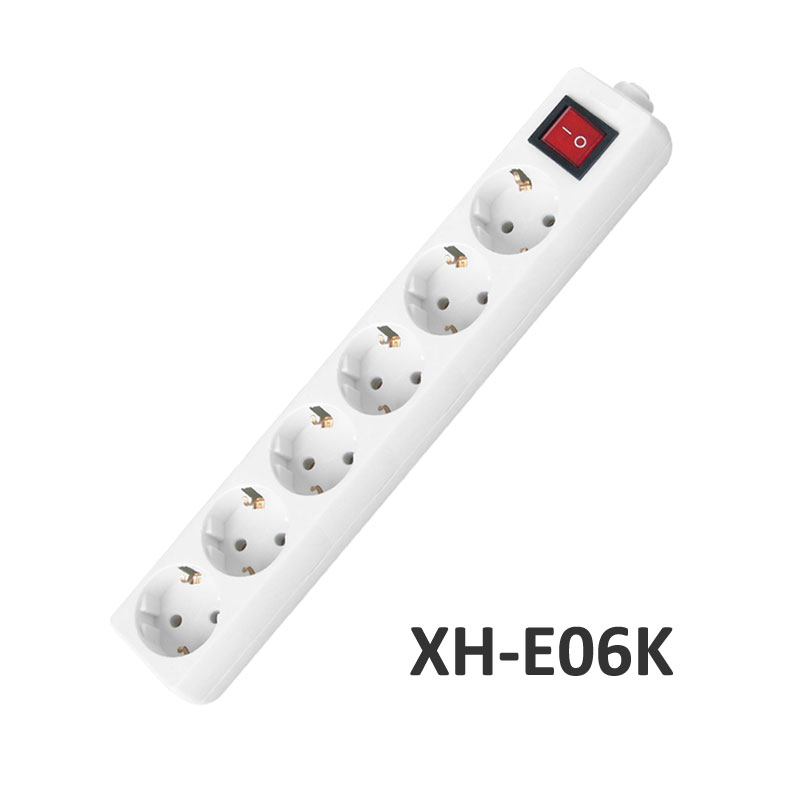 6 ways European type Extension Socket with switch 10A XH-E06K