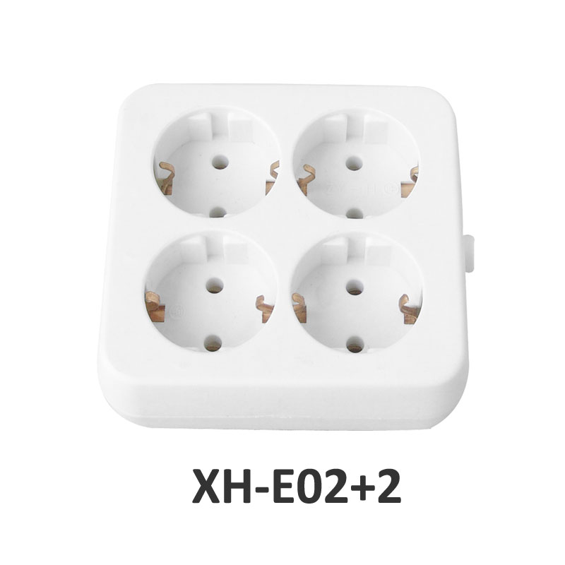 4 ways European type square Extension Socket 10A XH-E02+2