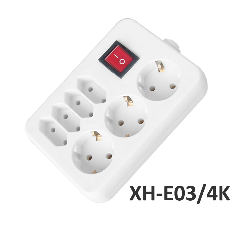 3+4 ways European type Extension Socket with switch XH-E03/4K