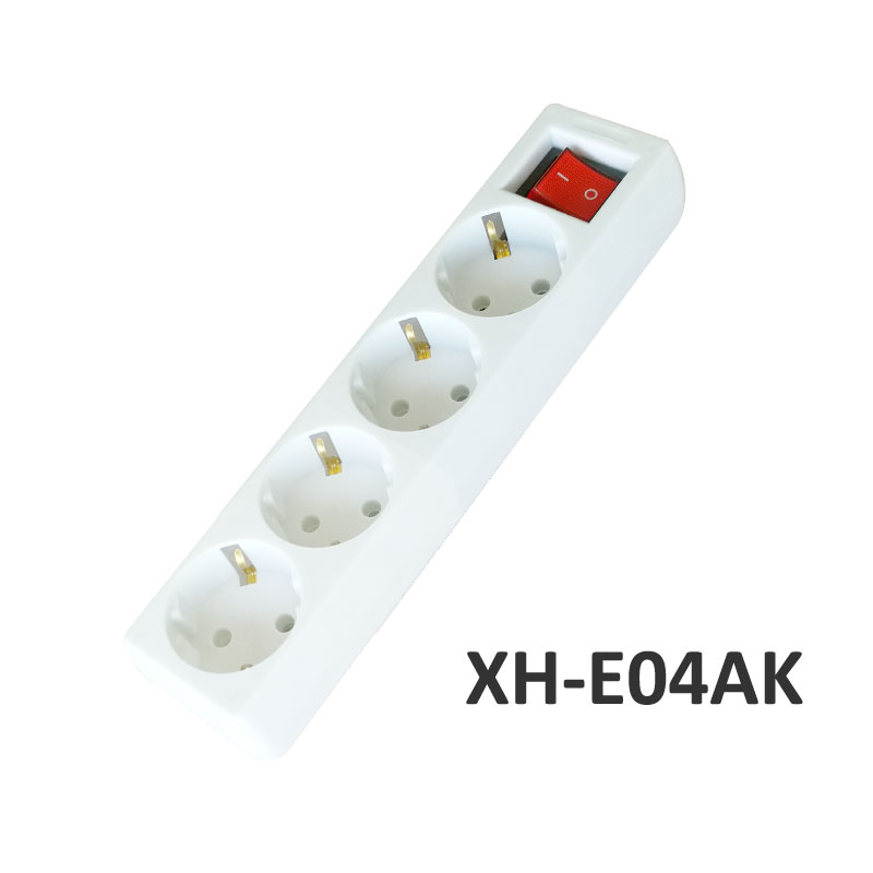 4 ways European type Extension Socket with switch 10A XH-E04AK