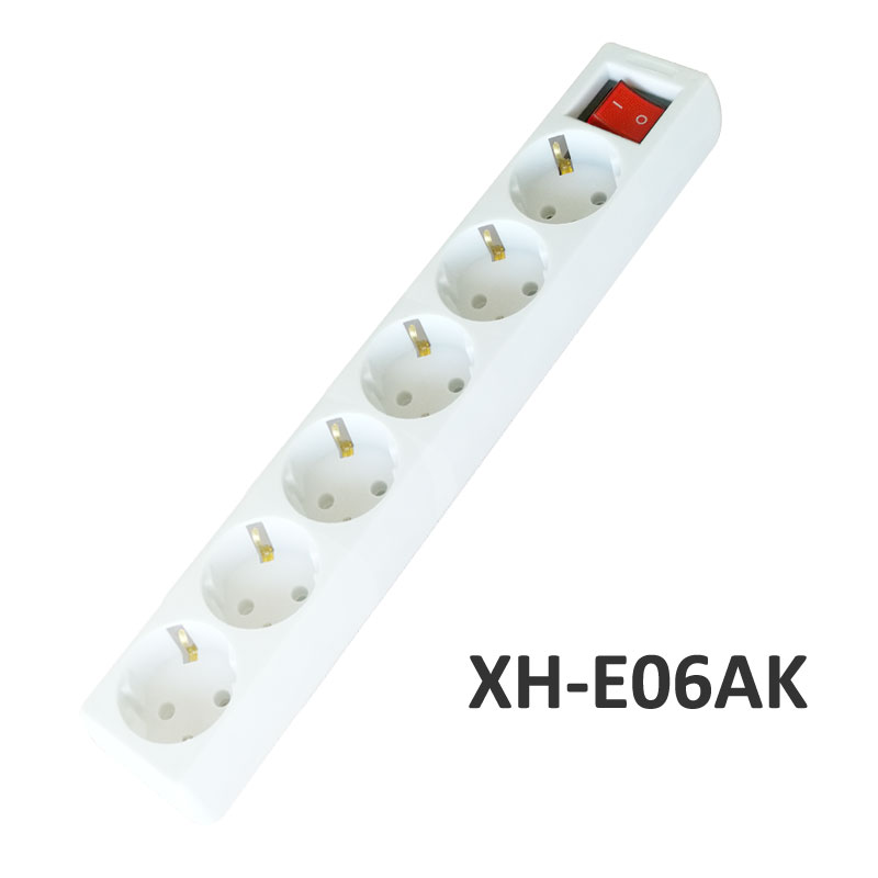 6 ways European type Extension Socket with switch 10A XH-E06AK