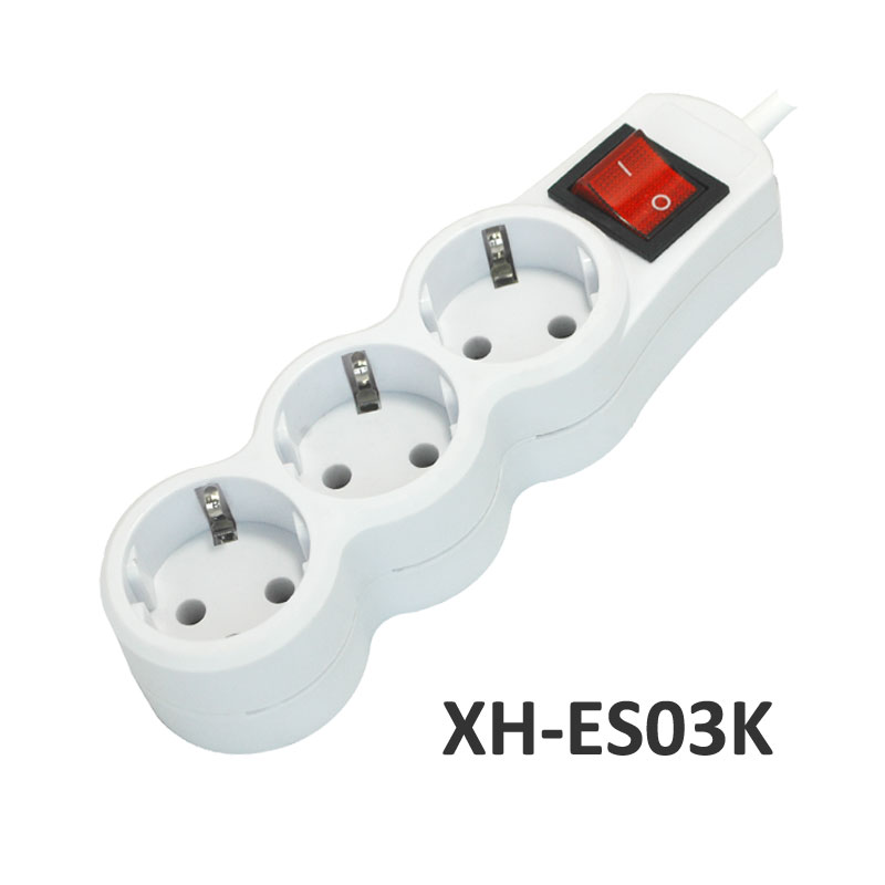 3 ways European type Extension Socket with switch XH-ES03K