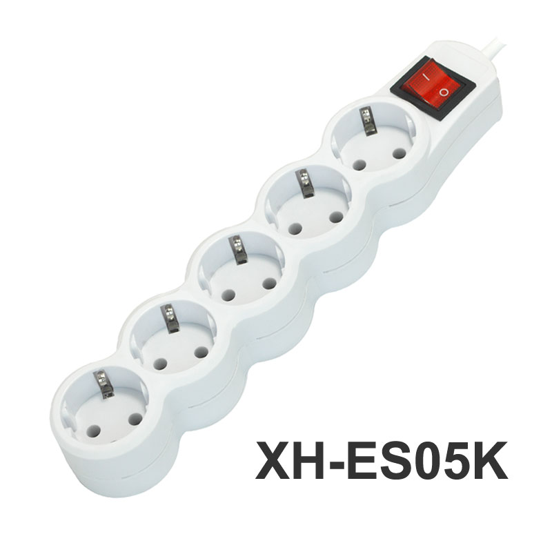 5 ways European type Extension Socket with switch XH-ES05K