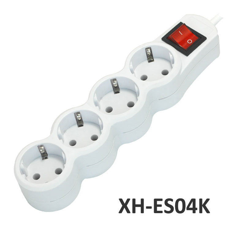 4 ways European type Extension Socket with switch XH-ES04K