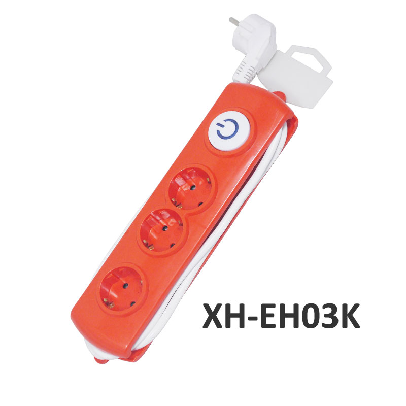 3 ways European type Extension Socket with switch XH-EH03K