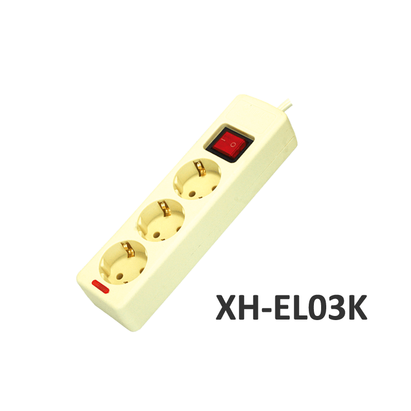 3 ways European type Extension Socket with switch XH-EL03K