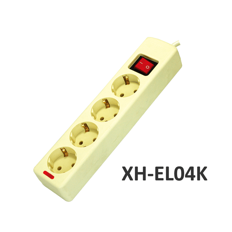 4 ways European type Extension Socket with switch XH-EL04K