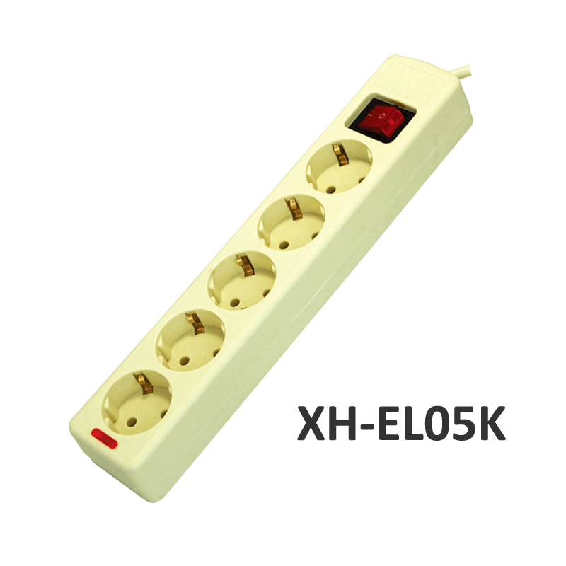 5 ways European type Extension Socket with switch XH-EL05K