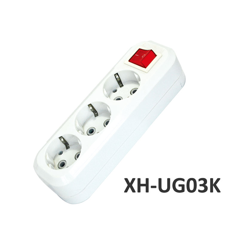 3 outlets European type Extension Socket with switch ABS XH-UG03K