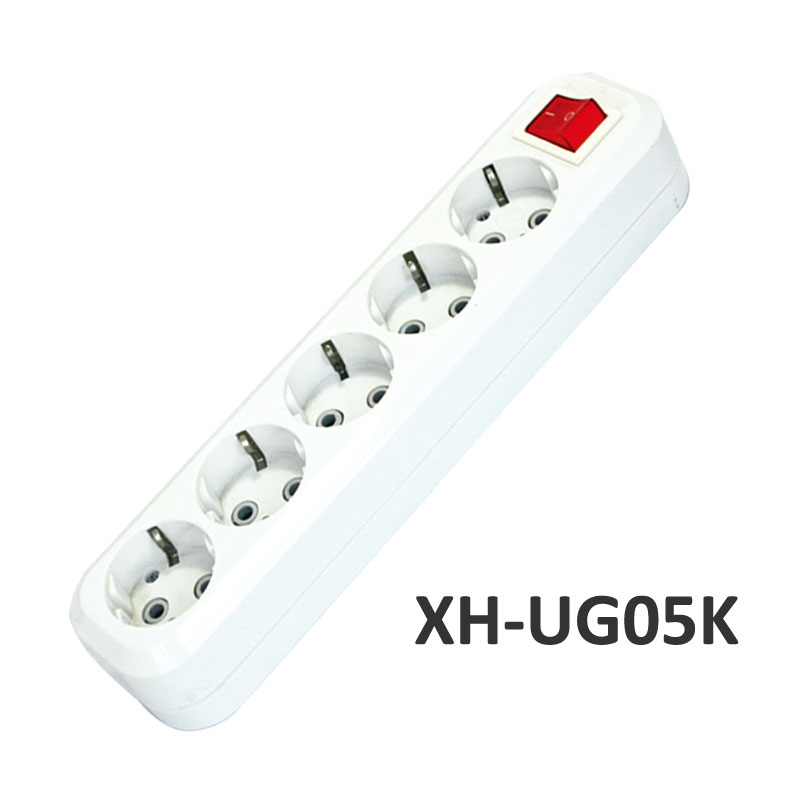 5 outlets European type Extension Socket with switch ABS XH-UG05K