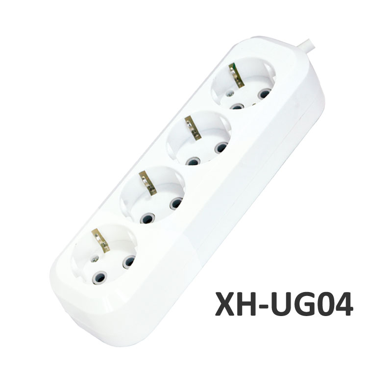 4 outlets European type Extension Socket with Grounding ABS XH-UG04