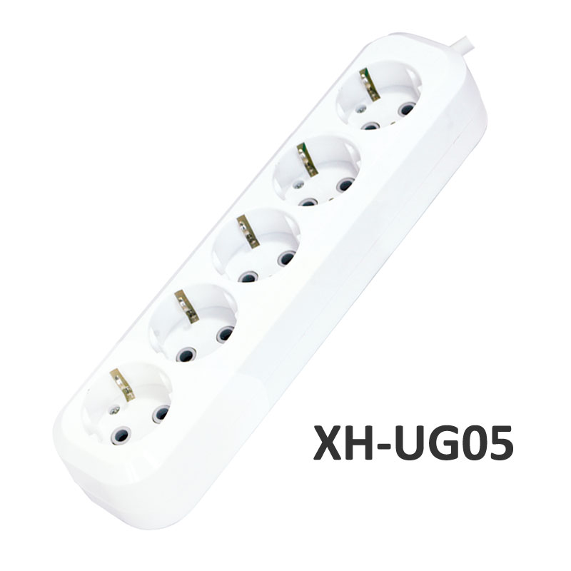 5 outlets European type Extension Socket with Grounding ABS XH-UG05