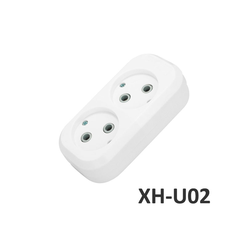 2 outlets European type Extension Socket without Grounding ABS XH-U02