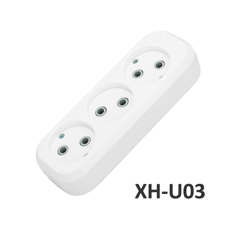 3 outlets European type Extension Socket without Grounding ABS XH-U03