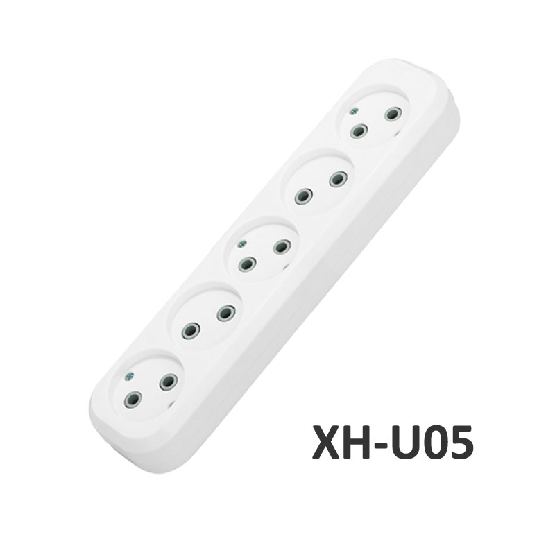 5 outlets European type Extension Socket without Grounding ABS XH-U05