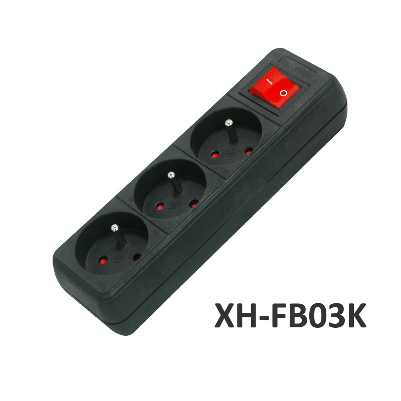 3 ways French type Extension Socket with switch XH-FB03K