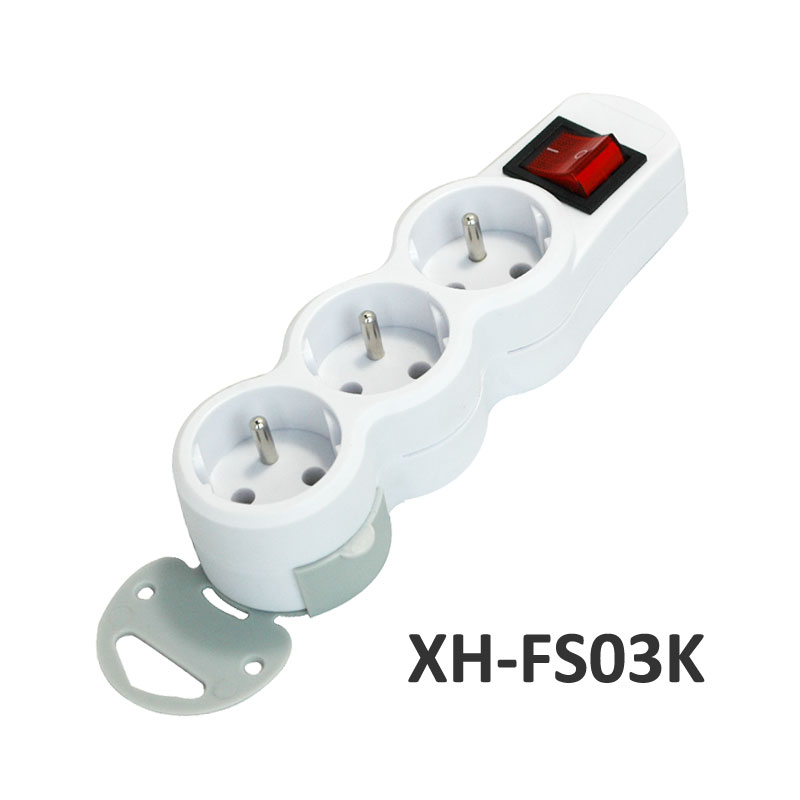 3 ways French type S Extension Socket with switch XH-FS03K