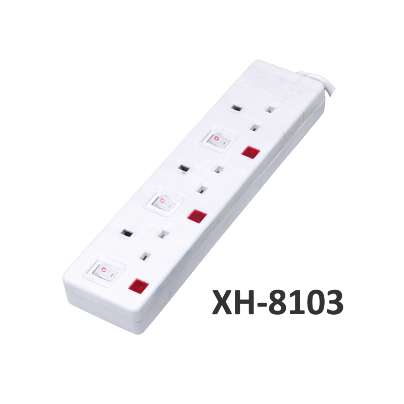 3 WAY British type Extension socket with individual switches XH-8103