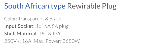 South African type Rewirable Plug